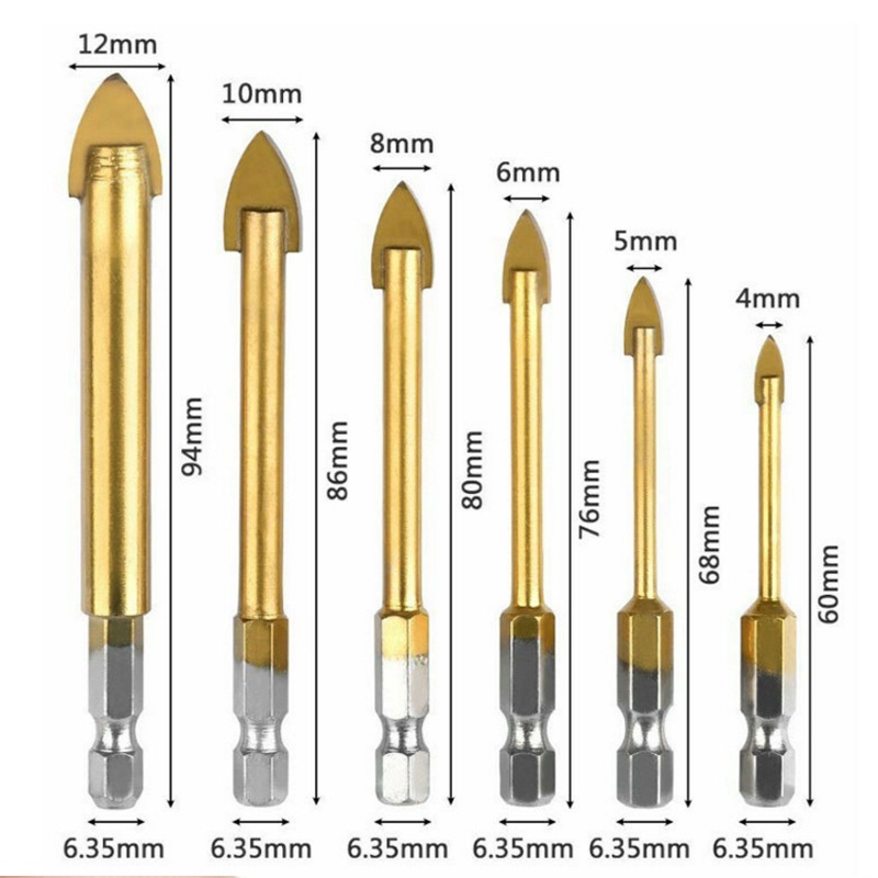 Bộ 6 Mũi khoan kính thủy tinh gạch men gạch đá hoa Phủ Titan