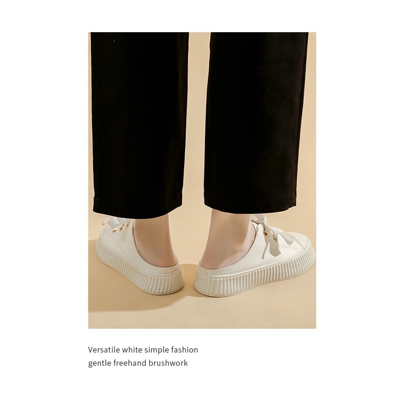 Giày Sục Nữ Giày Vải Canvas Đế Bằng 3 Phân Dễ Thương.