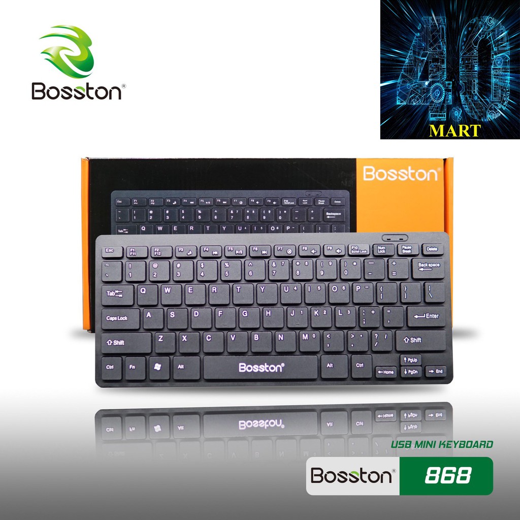 Bàn phím mini có dây Bosston 868 (Đen) Thiết kế giảm tiếng ồn / Keyboard Bosston 868 Mini