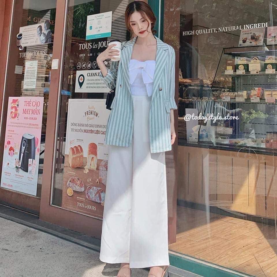 ÁO KHOÁC VEST KẺ XANH