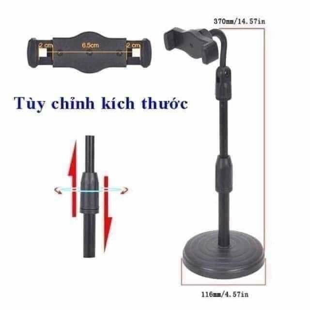 GĐT2 - Giá Đỡ Điện Thoại Để Bàn Livestream /Xem và Quay video Ổn Định Xoay 360 Độ Microphone Stands