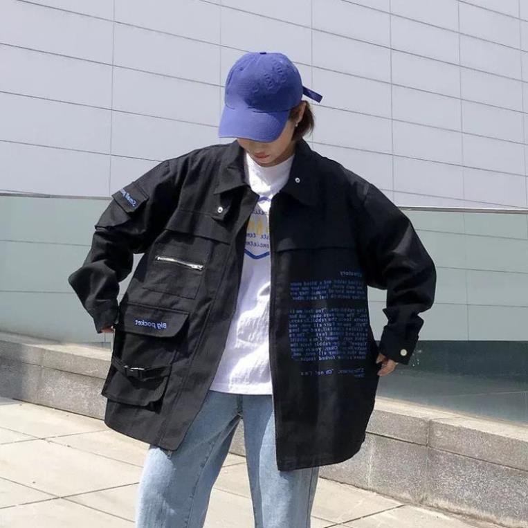 Áo khoác cardigan kaki túi hộp unisex Dây Kéo nam nữ siêu phẩm chất của năm