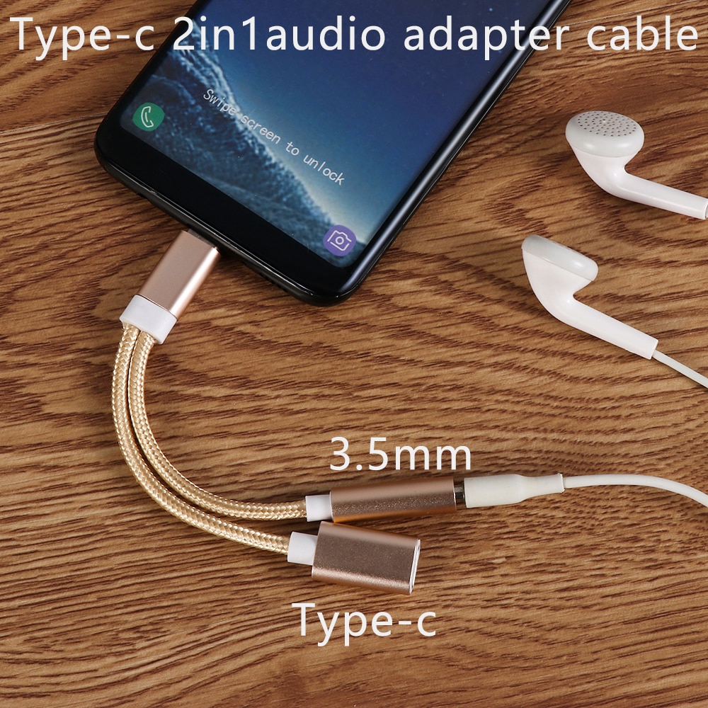 Cáp chuyển đổi âm thanh tai nghe 2 trong 1 từ Type C sang 3.5mm Aux USB-C 3.5mm chuyên dụng