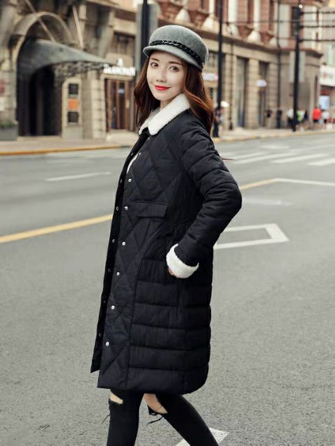 Áo Khoác Phao Ép Dáng Dài Cổ Bẻ Sang Chảnh Ấm Áp Thời Trang Xịn Đẹp | BigBuy360 - bigbuy360.vn