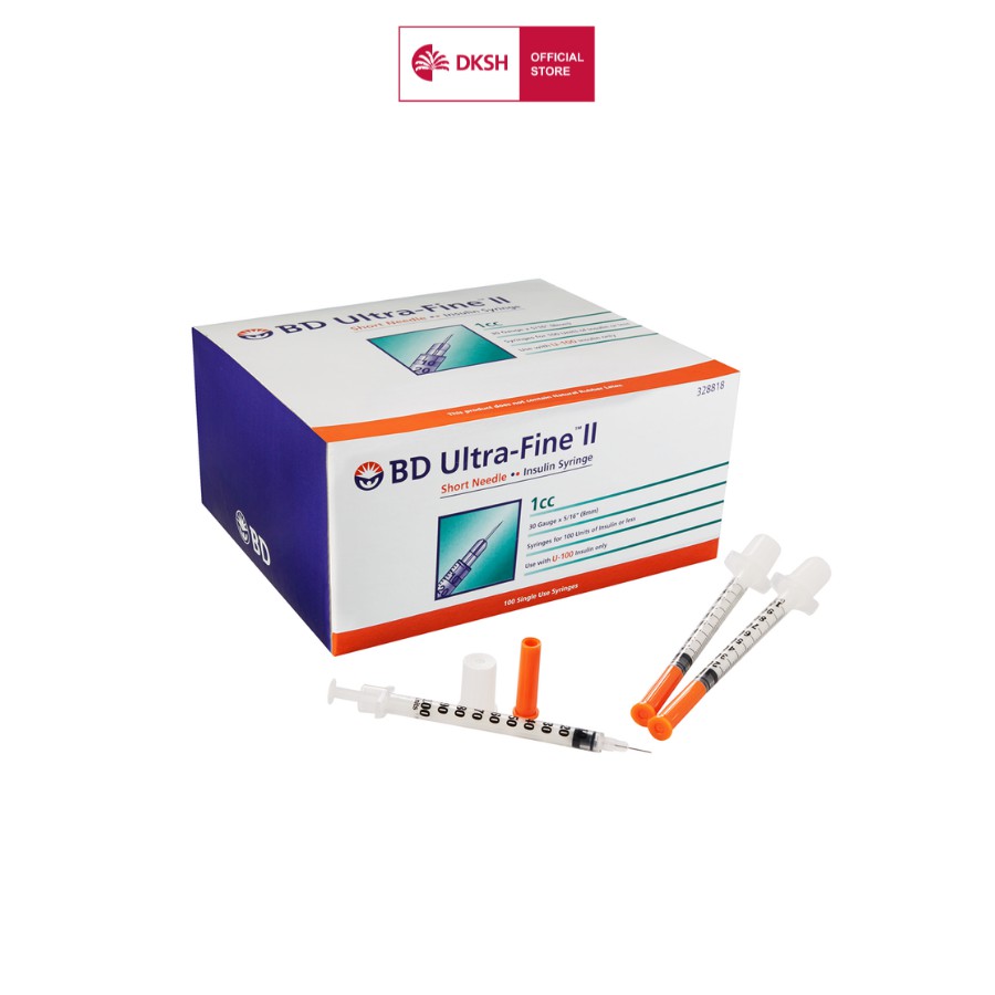 Bơm tiêm insulin  BD Ultra-Fine™ 8mm, 0.5cc 30G dành cho người điều trị tiểu đường, hộp 100 cây