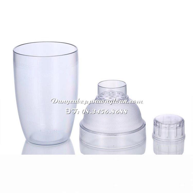 Bình lắc nhựa vạch trắng chuyền dùng pha chế cocktail, trà sữa cao cấp 350ml, 530ml, 750ml