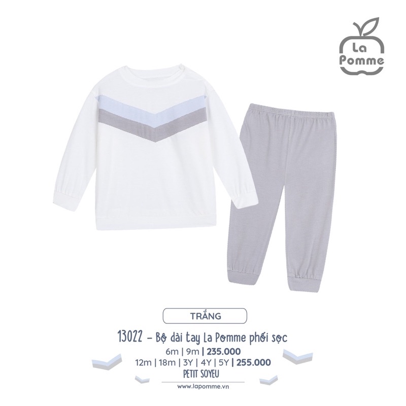 La Pomme Bộ dài tay phối sọc La pomme 6m-5y AW2022