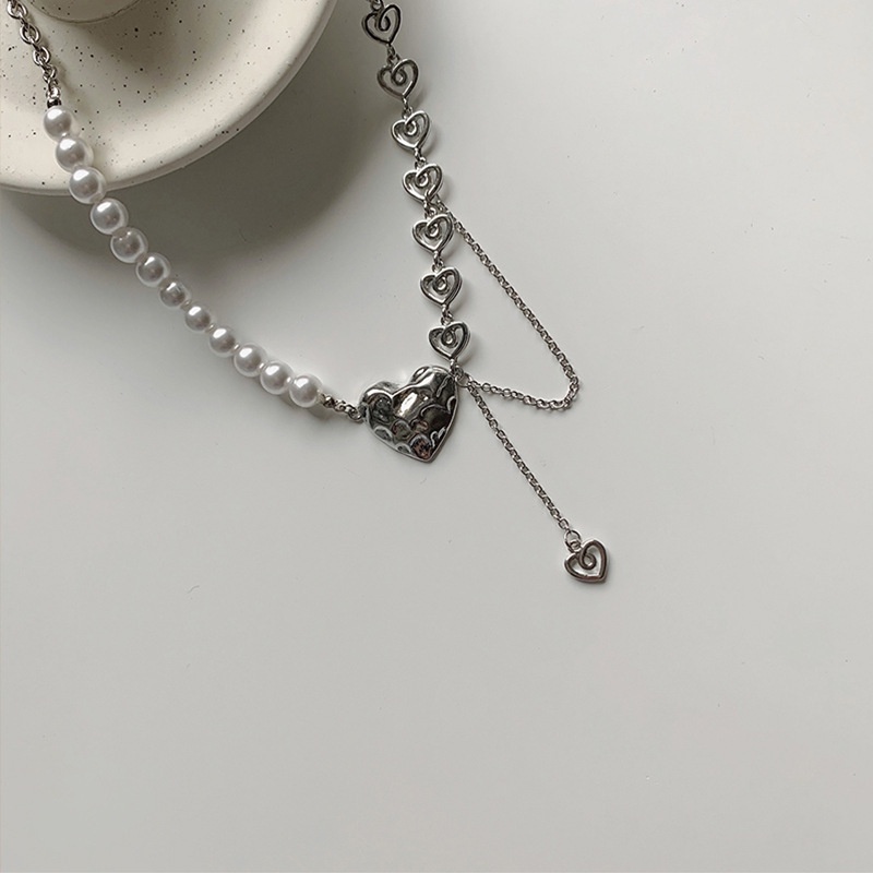 Vòng Cổ Đính Ngọc Trai Hình Trái Tim Xinh Xắn Cho Nữ