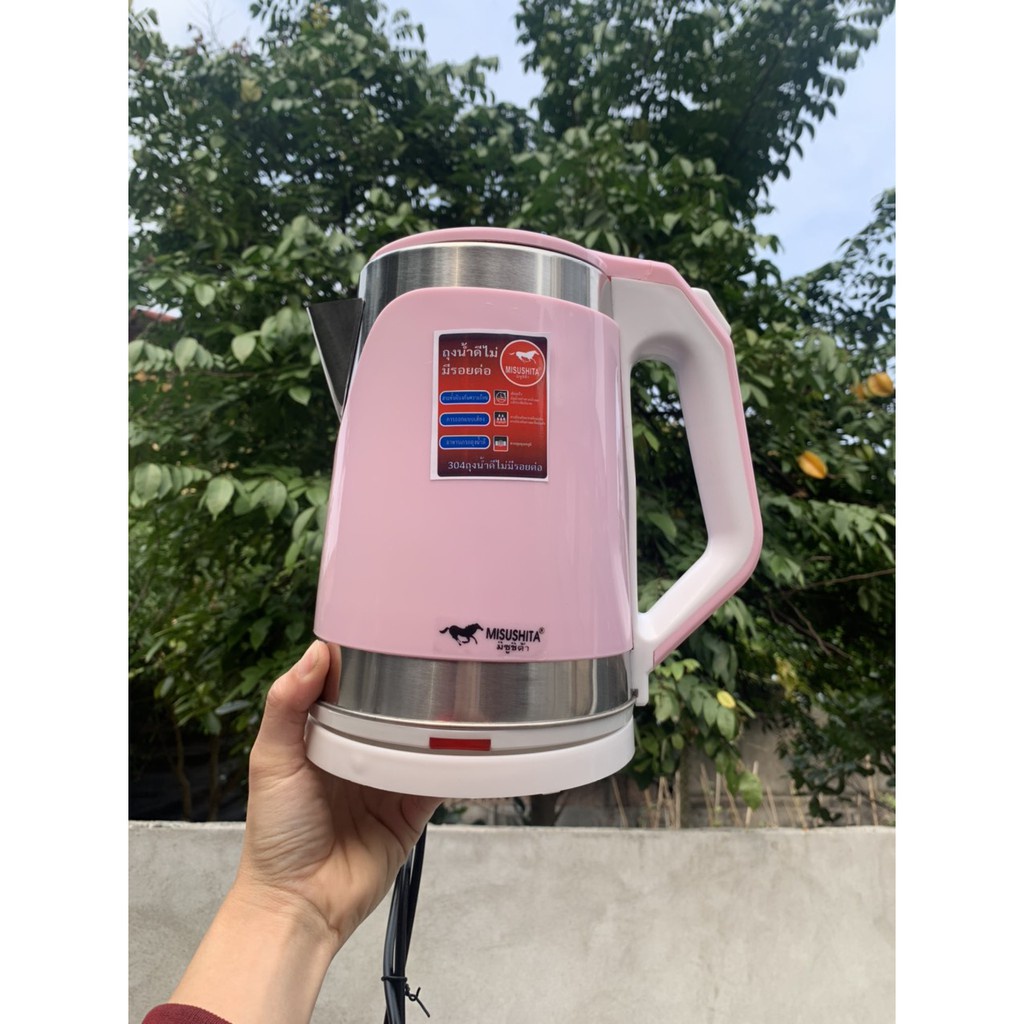 Ấm nước siêu tốc misushita 2.2L công suất 1500w nhập khẩu thái lan với 2 lớp vỏ cách điện an toàn BH 12 tháng