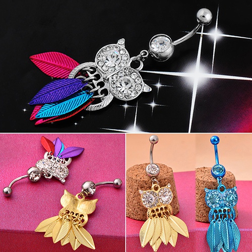 Khuyên rốn hình cú mèo đính đá thời trang cho nữ