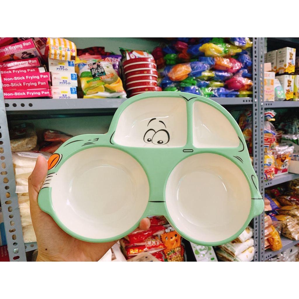 Khay bát ăn dặm chia ngăn sợi tre bamboo cho bé nhiều hình dễ thương