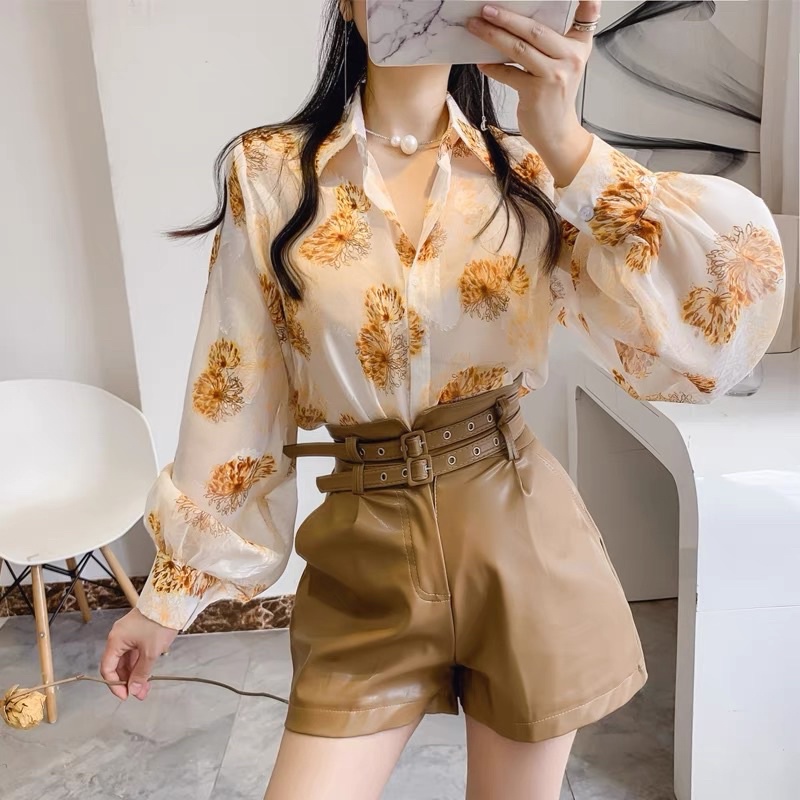 Áo sơ mi tơ ép hoa cao cấp