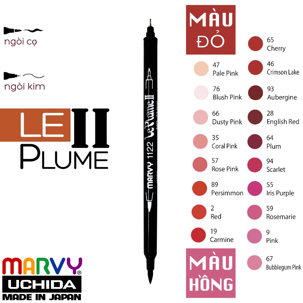 Bút Lông Hai Đầu MARVY 1122 Tone Đỏ Hồng