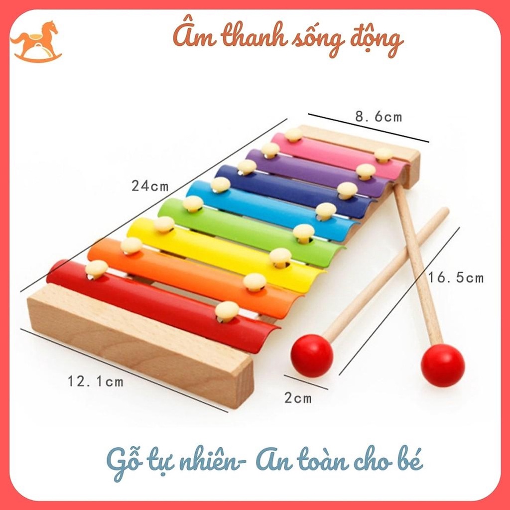 Đàn Gỗ Xylophone 8 Thanh -  Đàn Gỗ Phát Triển Khả Năng Cảm Quan, Cảm Thụ, Nhận Biết - Orgavil