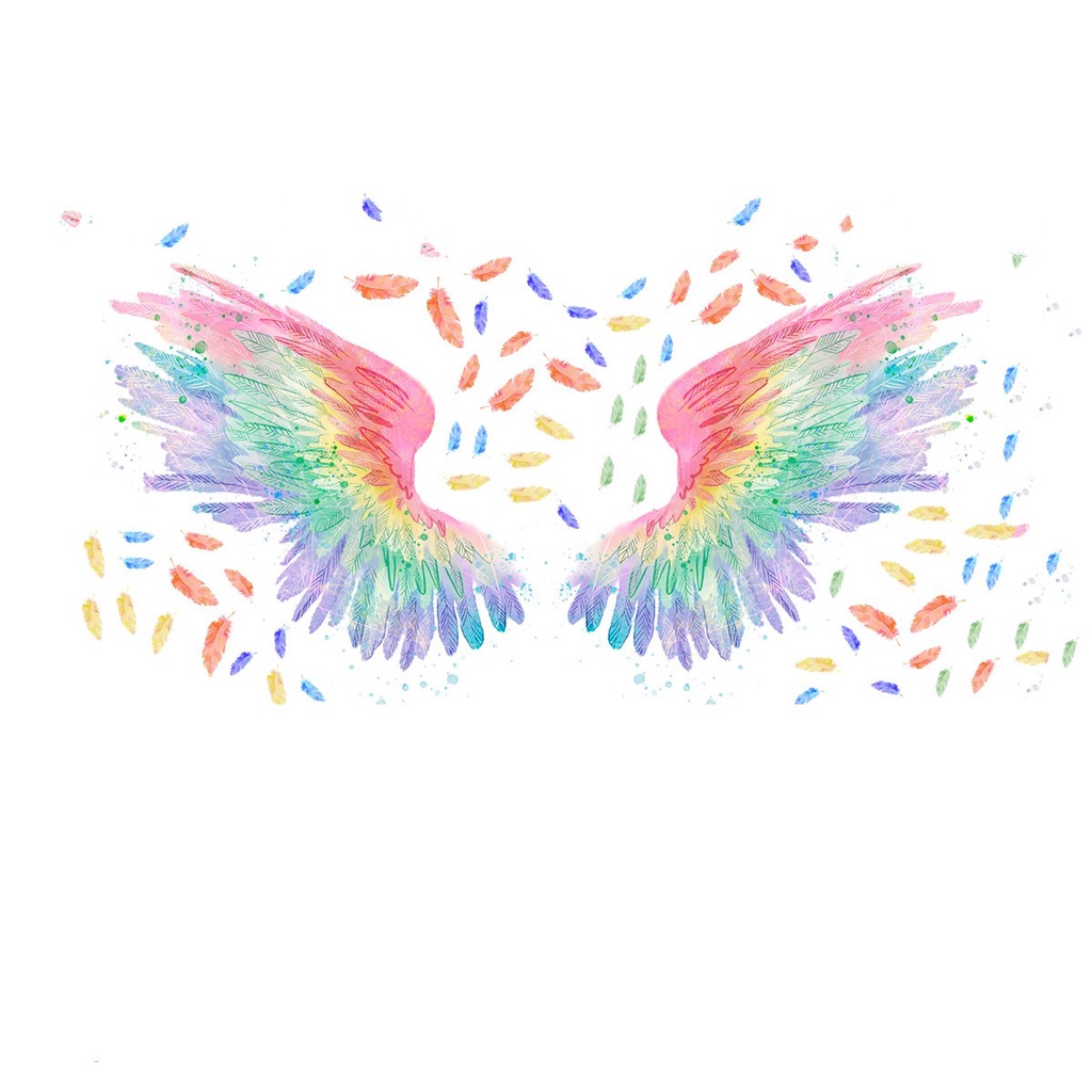 1 Sticker Dán Tường Pvc Hình Đôi Cánh Thiên Thần Màu Sắc Dùng Trang Trí Phòng Khách Phòng Ngủ