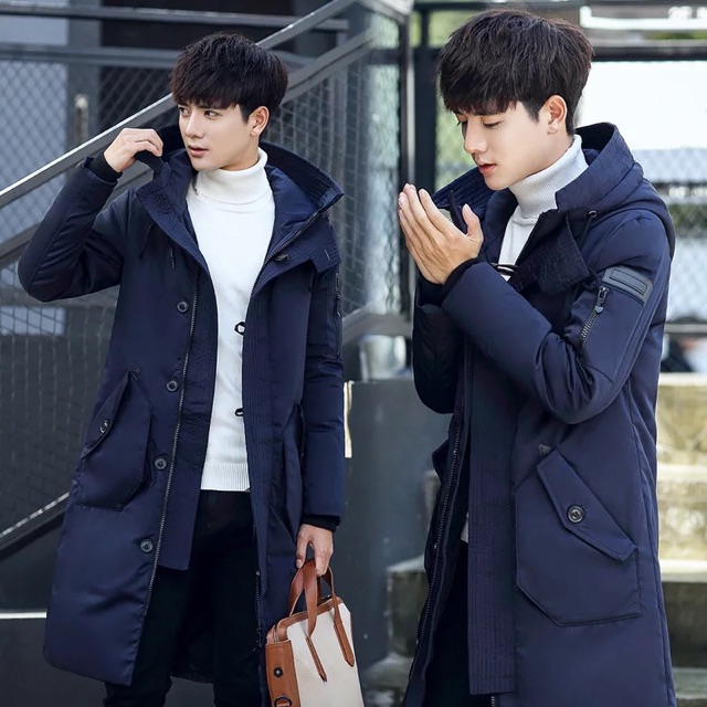 Áo phao dáng dài cho nam hàng QCCC loại mũ ko lông | BigBuy360 - bigbuy360.vn