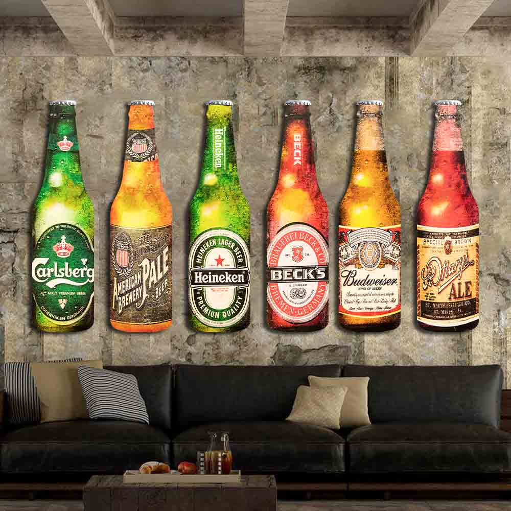 Chai Bia Trang Trí Quán Bia Bar Pub Cà Phê Tuyệt Đẹp Kích Thước 30cm Tặng Kèm Phụ Kiện Treo