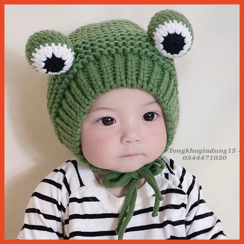 Mũ len hình ếch đáng yêu cho bé từ 6 tháng - 3 tuổi