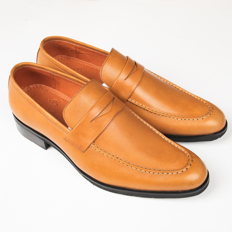 Giày lười nam FttLeather penny loafer màu vàng chất liệu 100% da bò cao cấp