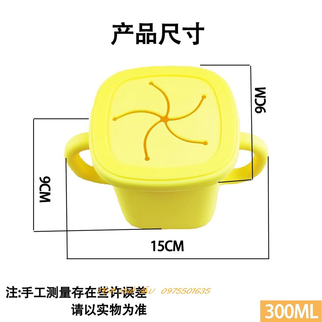Cốc silicon 3in1 nắp gấu và nắp gài xoay cho bé tập uống nước, ăn dặm