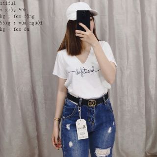 Áo thun giấy cổ tim
