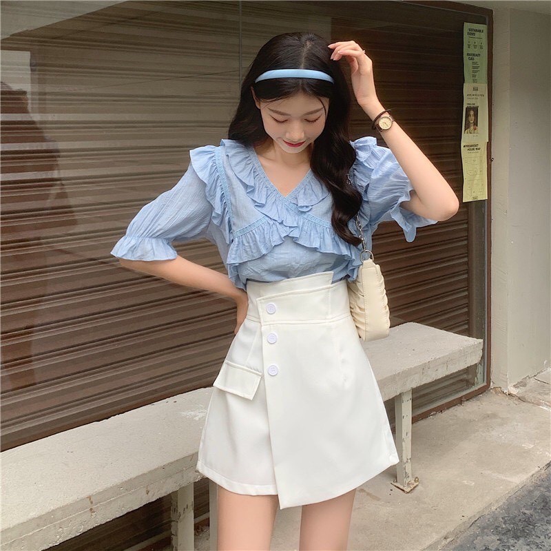 [Quà tặng là dây buộc tóc shop tri ân khách hàng] Quần giả váy cạp chéo 3 cúc hottrend, Quần short giả váy tôn dáng MS09 | BigBuy360 - bigbuy360.vn
