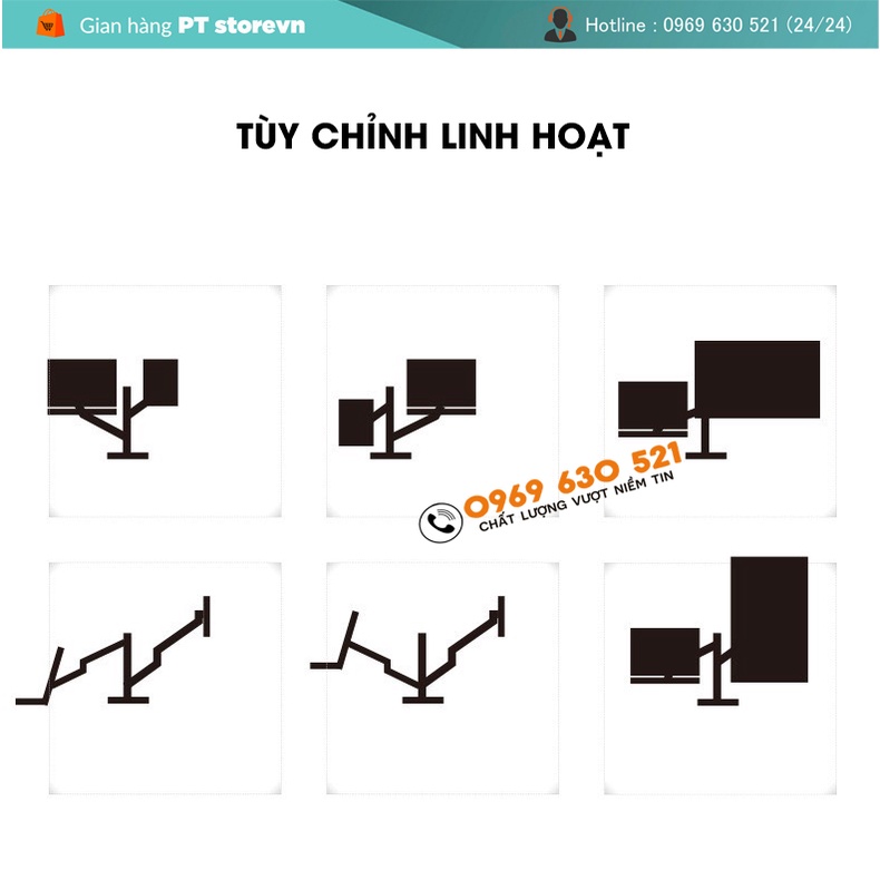 Giá Treo Màn Hình 17-32Inch / Laptop 11 -17.3Inch / Tablet & Điện Thoại 4.5 - 13Inch - Model OL-3T Hợp Kim Nhôm Cao Cấp
