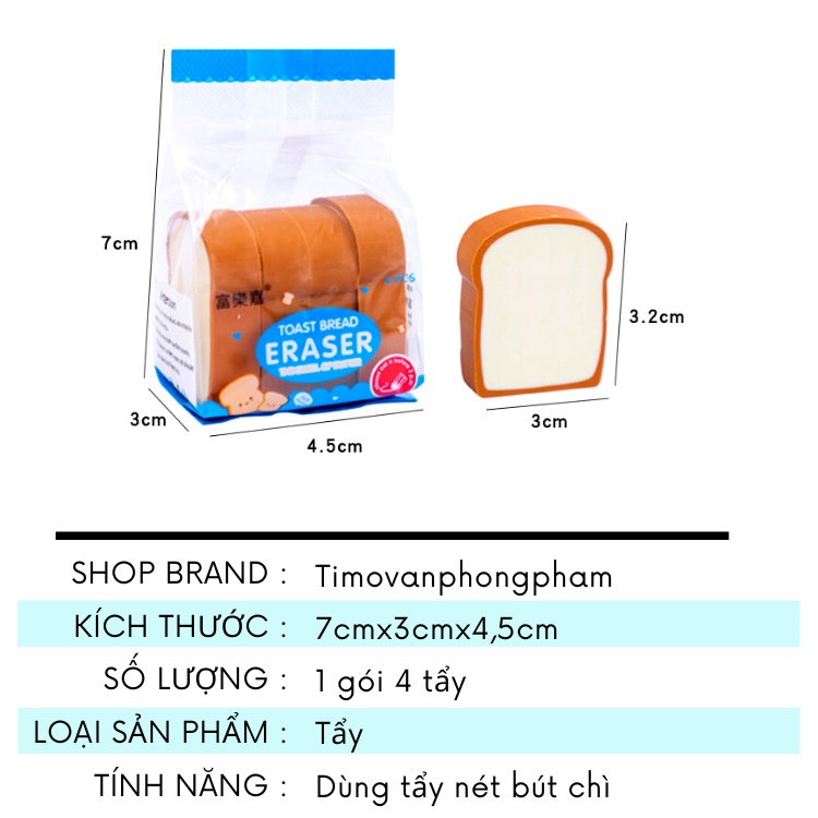 Gôm Tẩy Cute Bút Chì Hình Bánh Sandwich Văn Phòng Phẩm Độc Đáo VPK2