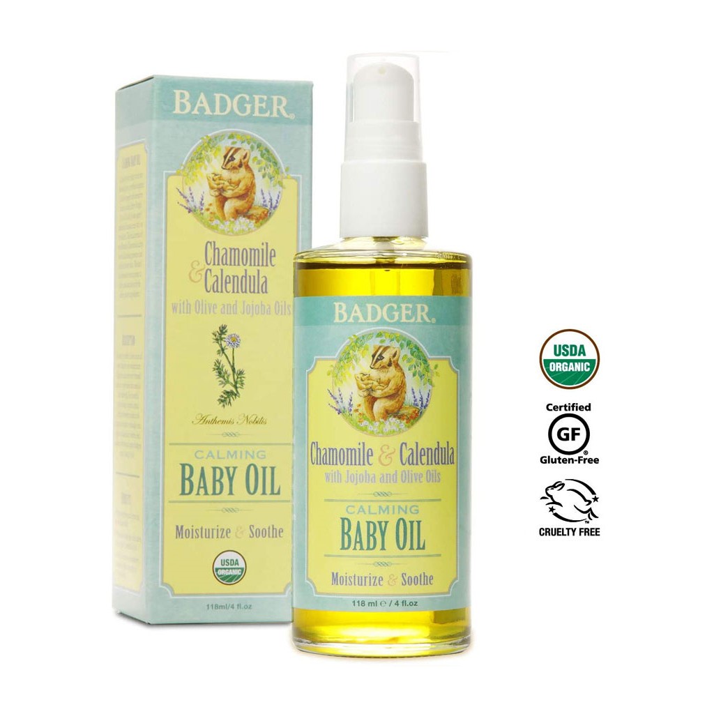 Dầu hữu cơ dưỡng da &amp; massage cho trẻ sơ sinh và em bé BADGER Baby Oil - USDA Organic