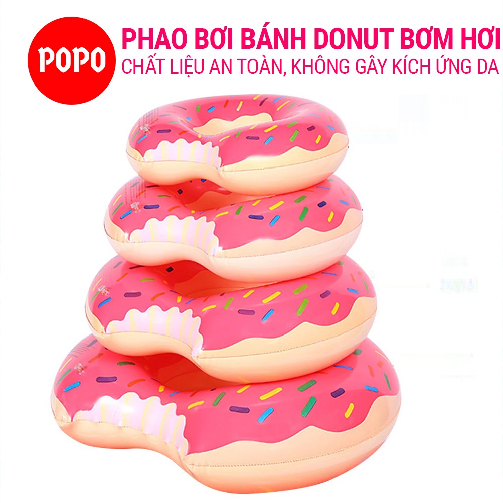 Phao bơi  bơm hơi bánh donut chất liệu dầy dặn, hoa văn đẹp mắt, kích cỡ đa dạng phù hợp mọi lứa tuổi POPO