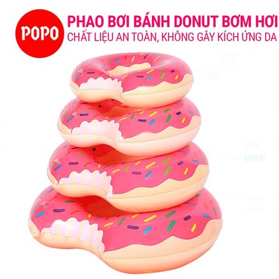 Phao bơi hình bánh Donut POPO dùng trong bể bơi, đi biển cho người lớn, trẻ em