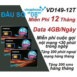 SIM VD14912T ĐẦU 08 VINAPHONE 4G – MIỄN PHÍ 4Gb DATA TỐC ĐỘ CAO & 30 PHÚT GỌI NỘI MẠNG/NGÀY