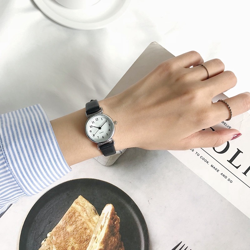 Đồng Hồ Mặt Tròn Dây Da Hợp Thời Trang Cho Nữ