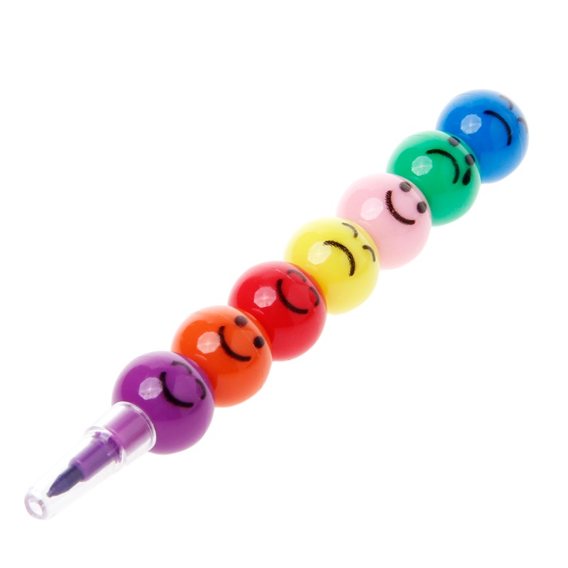 Set 4 Bút Chì Màu 7 Màu Hình Mặt Cười Dễ Thương Dành Cho Học Sinh