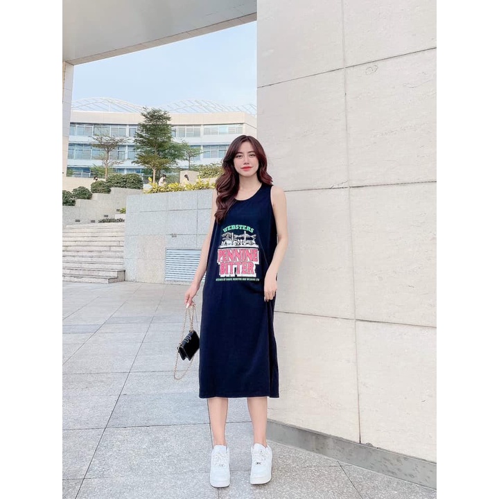 Đầm thun sát nách dáng suông