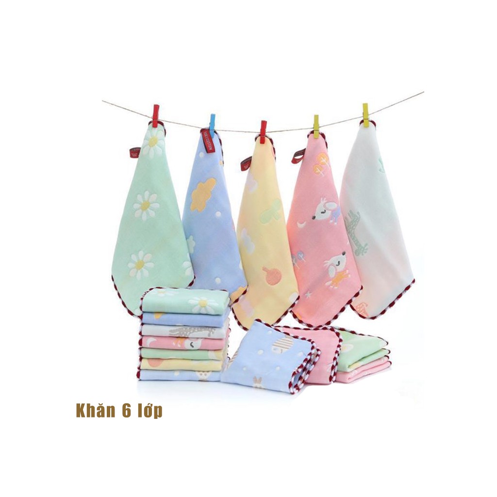 Túi 5 khăn sữa 6 lớp Wooji mềm mại cho bé