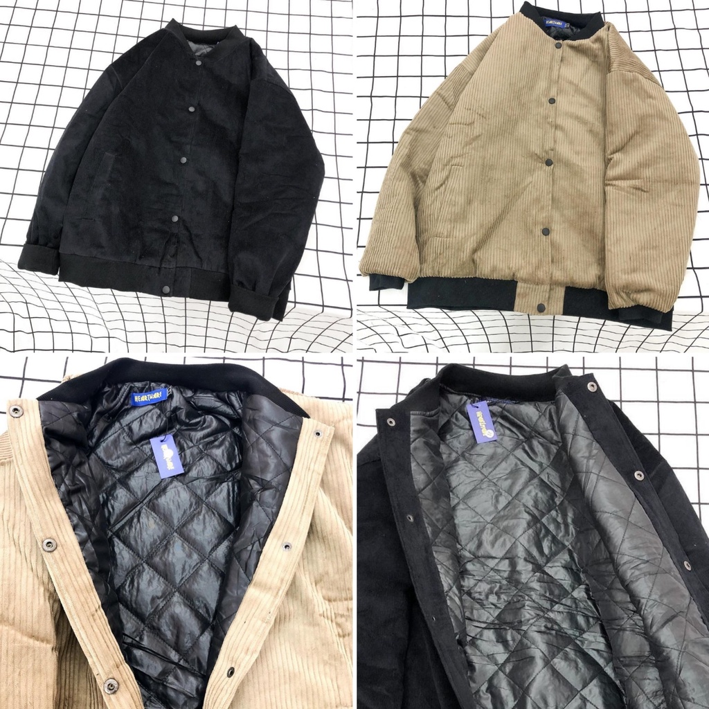 Áo khoác bomber nam nữ MEANSTORE nhung chần bông oversize form rộng phong cách Hàn Quốc