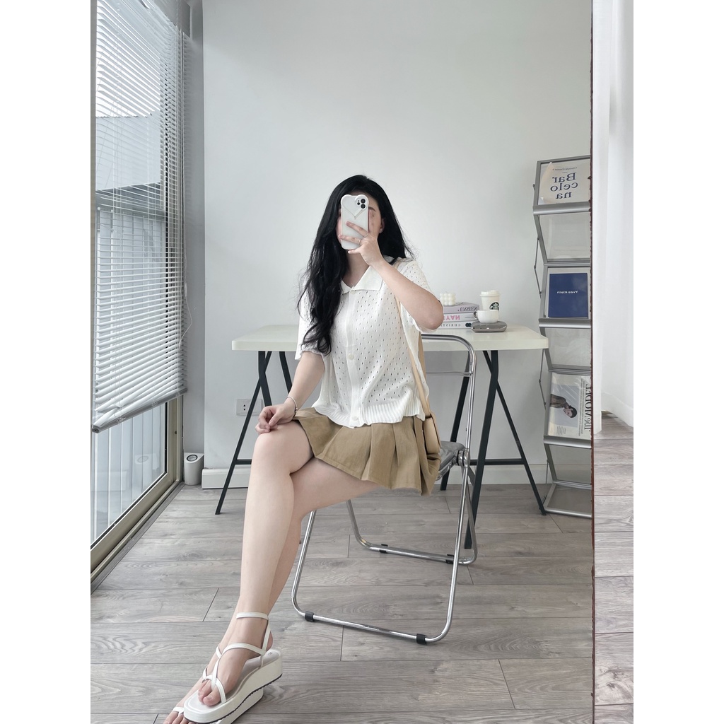 Áo len lưới cộc tay 3 cúc the.sweaterweather TSW (ảnh thật)