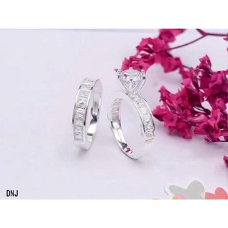 Nhẫn đôi bạc thật đính đá tuyệt đẹp
