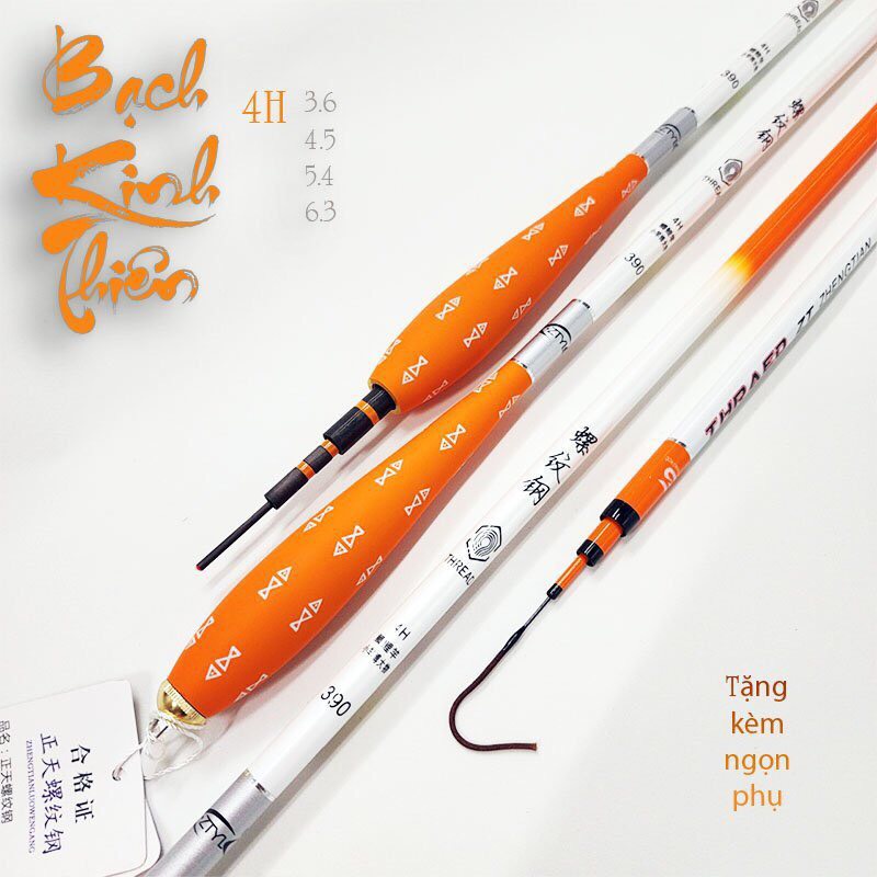 Cần tay , cần câu đơn Bạch Kinh Thiên 4H carbon cao cấp cần nhẹ câu rô , diếc