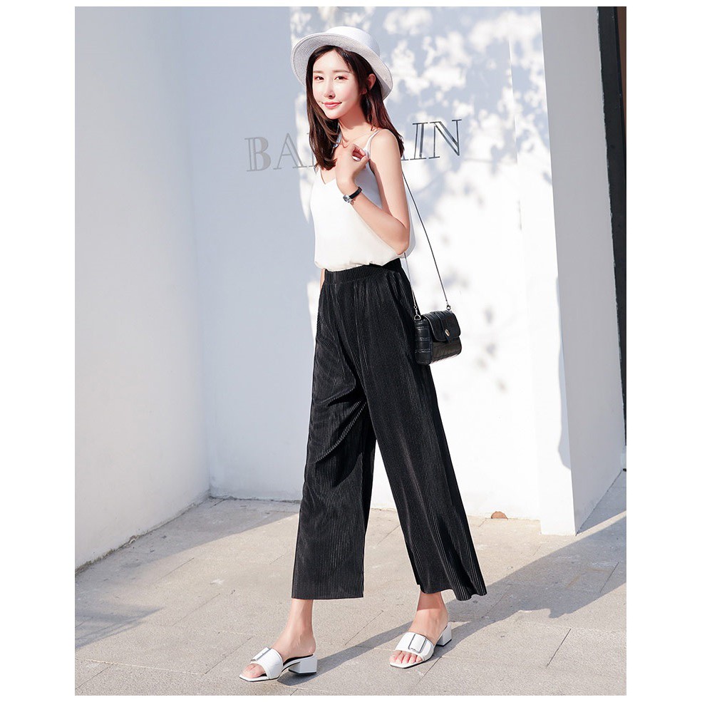 Quần culottes voan ống rộng