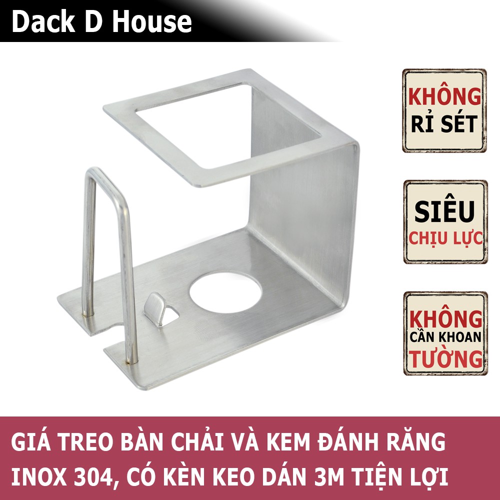 Kệ inox đựng bàn chải kem đánh răng máy cạo râu kèm keo dán 3M Dack D House