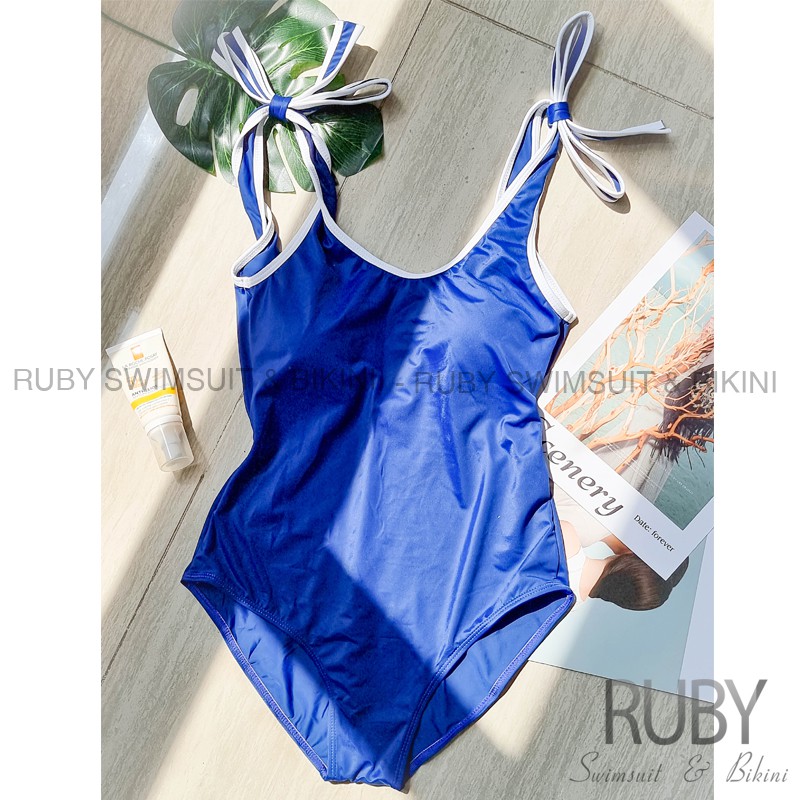 Bikini Đồ Bơi Một Mảnh Liền Thân Nơ Vai Màu Xanh Biển Dễ Mặc Freesize <57Kg RUBYR09 | BigBuy360 - bigbuy360.vn