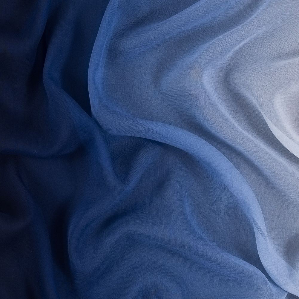 Vải voan tơ óng ombre xanh blue chuyển màu