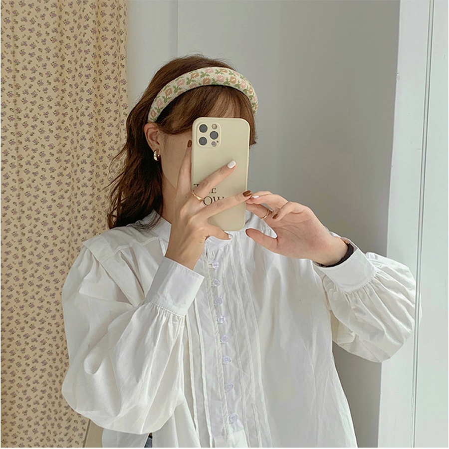 Băng đô cài tóc dệt kim phối hoa lá phong cách Hàn Quốc cổ điển thanh lịch