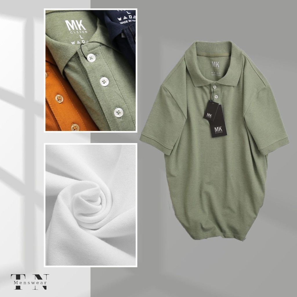 Áo Polo Nam MKCLEVER Có Cổ Chất Liệu Thun Cotton Cá Sấu Dáng Trơn Form Basic 5 Màu Đen Trắng Than Nâu Rêu