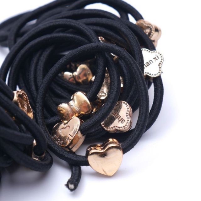 Chun buộc tóc dây đen hoạ tiết tinh tế | BigBuy360 - bigbuy360.vn