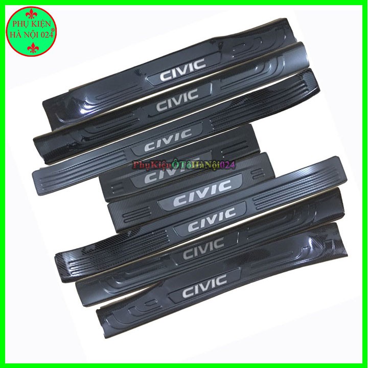 Nẹp Bước Chân Trong Ngoài Cacbon Cho Xe Civic 2016-2020 Mẫu 2