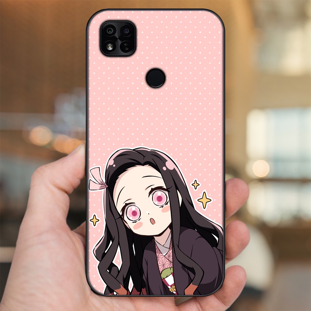 Ốp lưng Xiaomi Redmi 10A viền đen in hình Nezuko Kimetsu no Yaiba