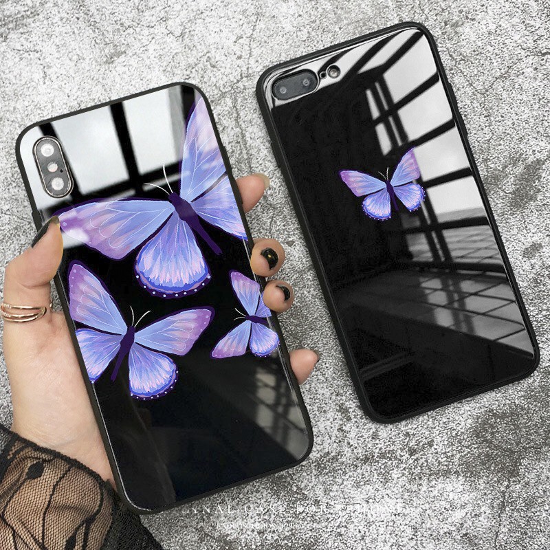 Ốp đôi iphone kính bươm bướm cho iphone 7 8 plus 6 s plus 7 8 Xr X s max 11 pro 11 promax Se2 12mini 12 pro max